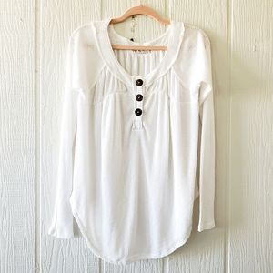 We The Free People Must Have Button Front White Long Sleeve Thermal Small